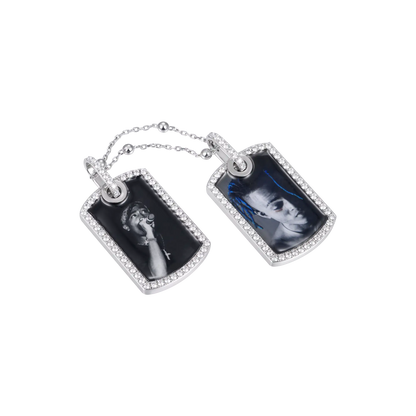Custom Double Dog Tag Photo Frame Pendant