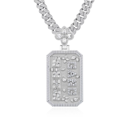 Custom Special Cut Letter Square Pendant