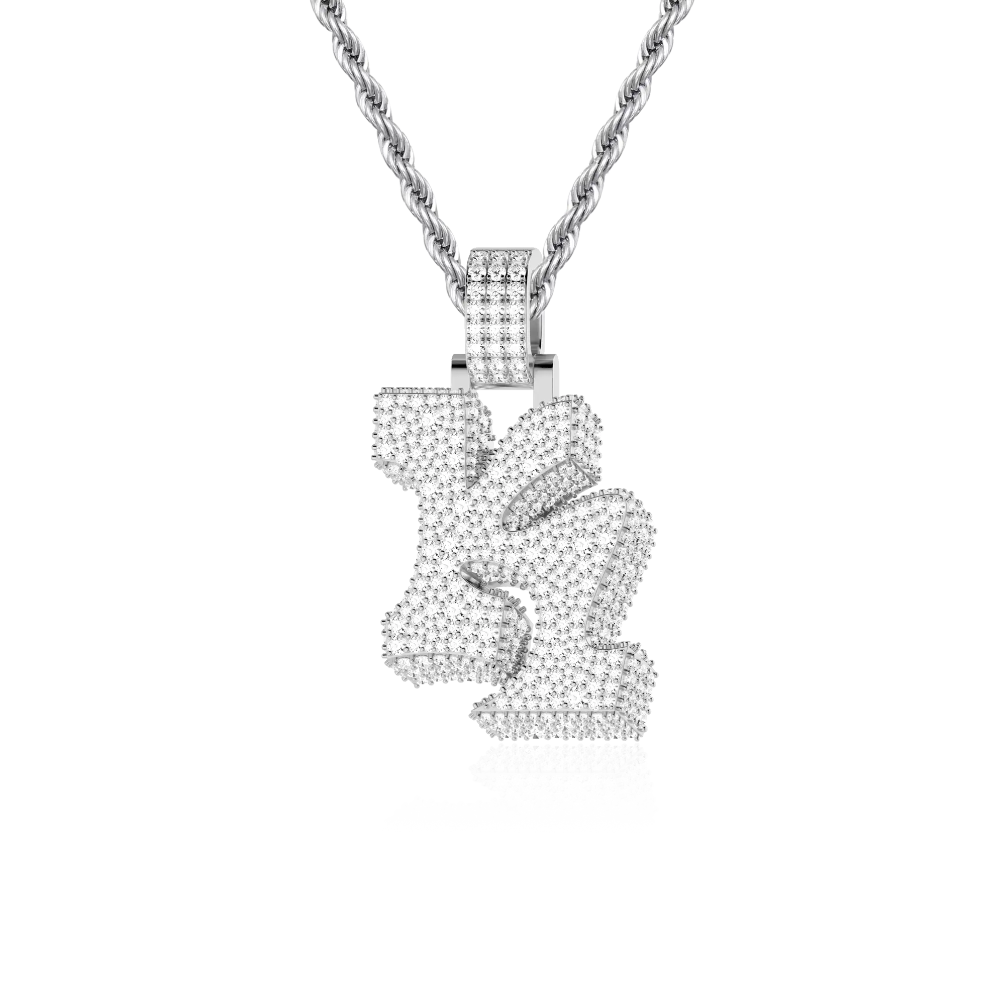 Custom Ice 3D Graffiti Font Pendant - 30mm