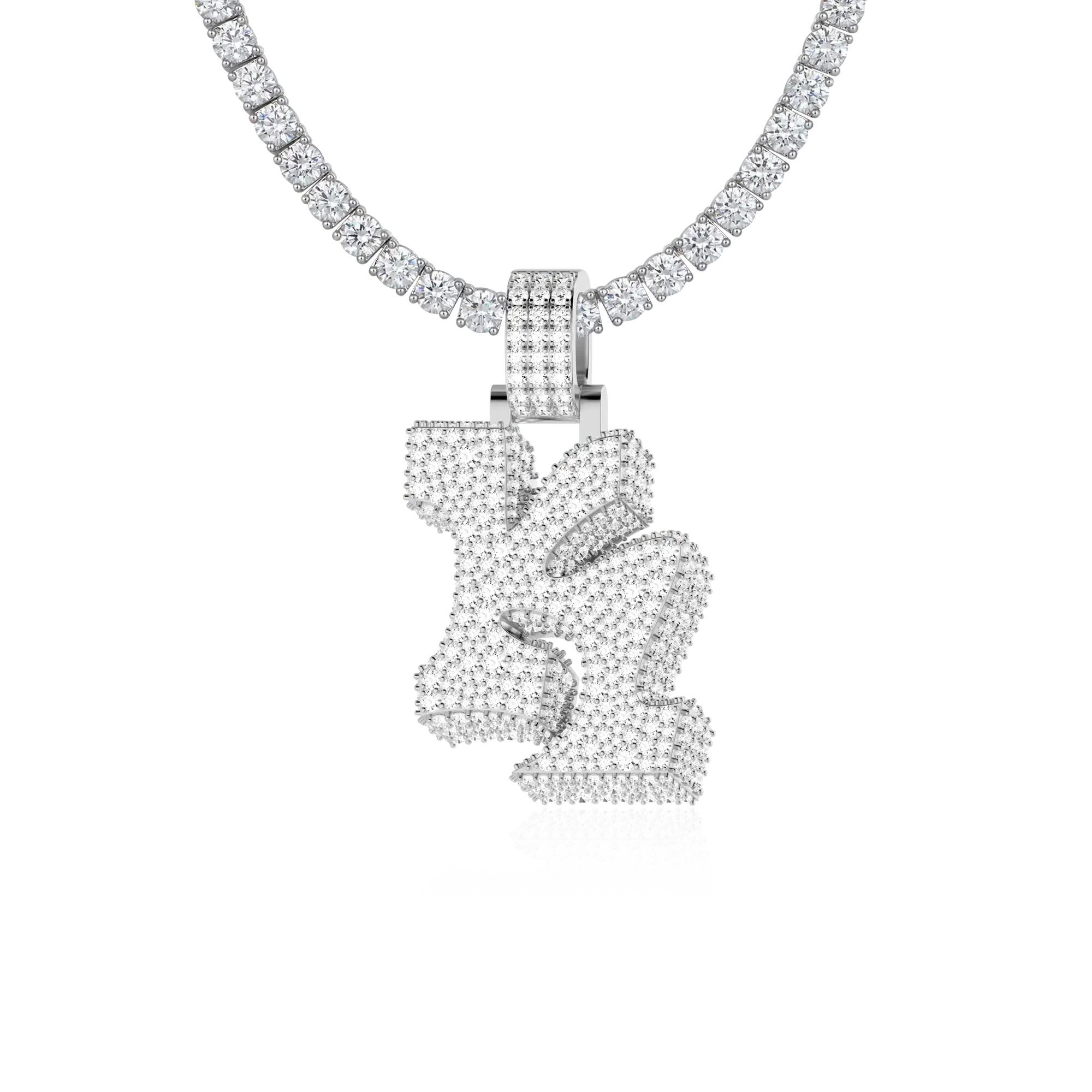 Custom Ice 3D Graffiti Font Pendant - 30mm