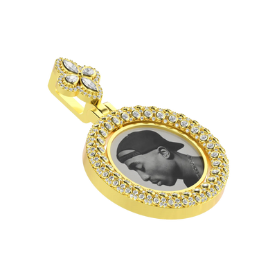 Custom Round Encrusted Photo Pendant