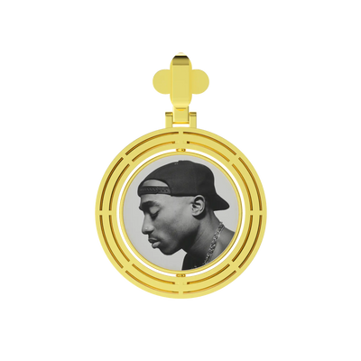 Custom Round Encrusted Photo Pendant