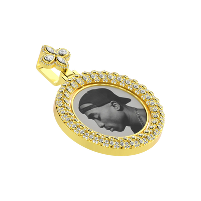 Custom Round Encrusted Photo Pendant