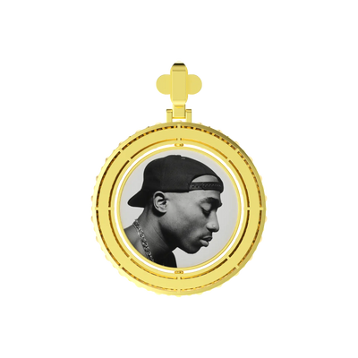 Custom Round Encrusted Photo Pendant