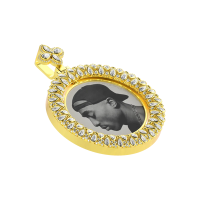 Custom Round Encrusted Photo Pendant