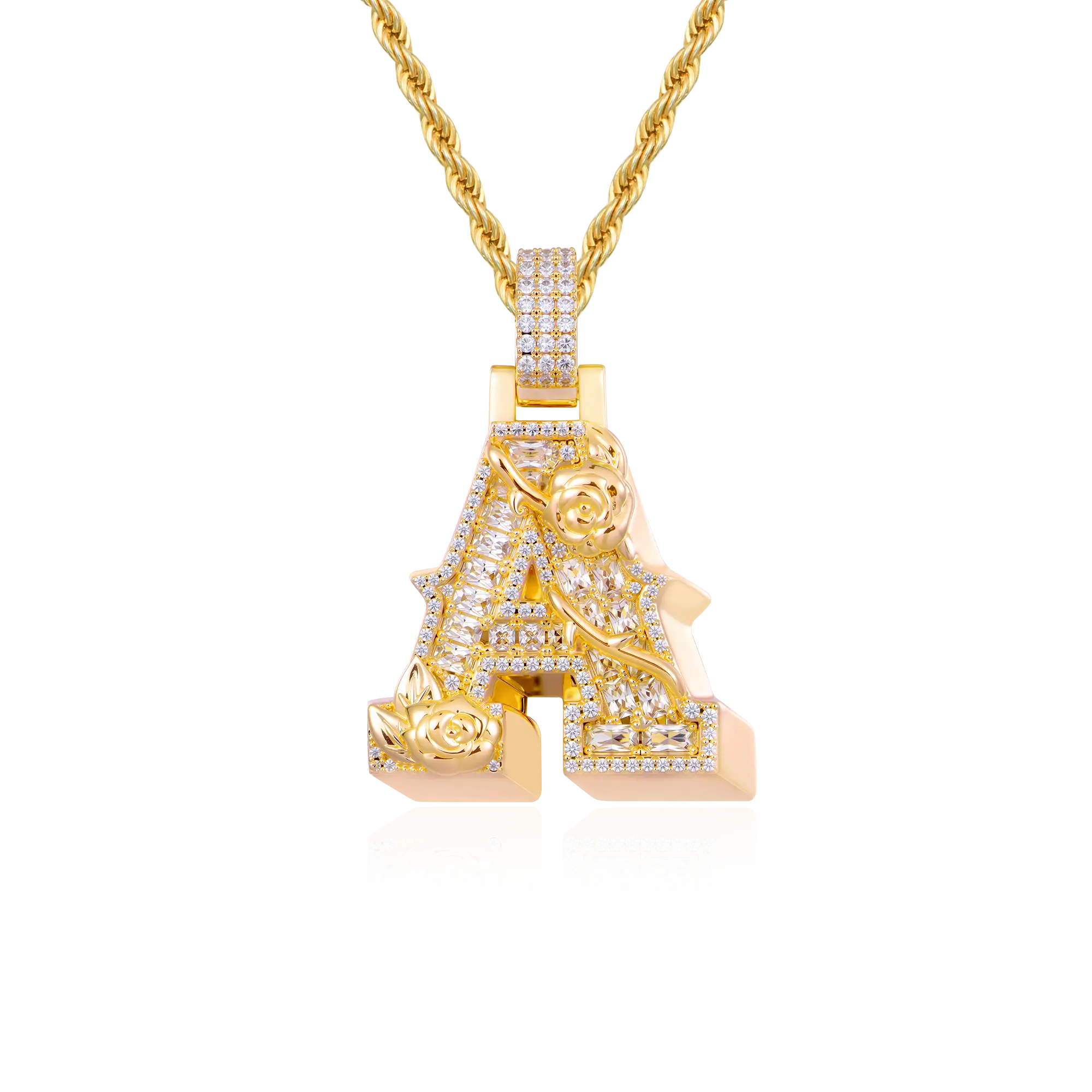 Custom Rose Font Pendant - Single Letter