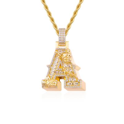 Custom Rose Font Pendant - Single Letter