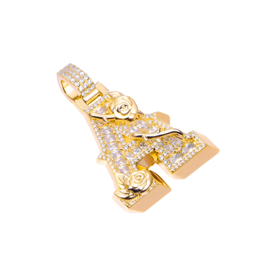 Custom Rose Font Pendant - Single Letter