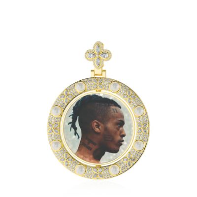 Custom Clover Pearl Reversible Photo Pendant