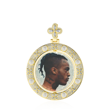 Custom Clover Pearl Reversible Photo Frame Pendant