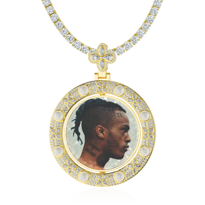 Custom Clover Pearl Reversible Photo Frame Pendant