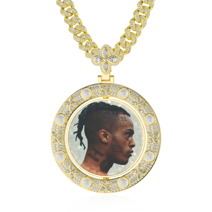 Custom Clover Pearl Reversible Photo Frame Pendant