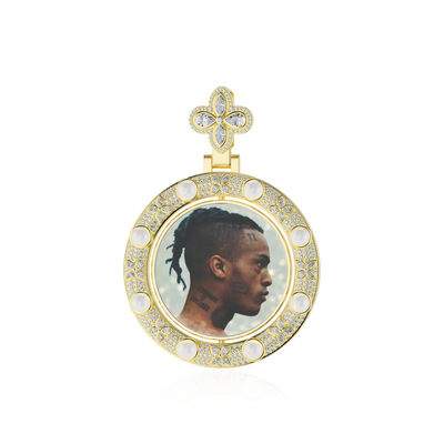 Custom Clover Pearl Reversible Photo Pendant
