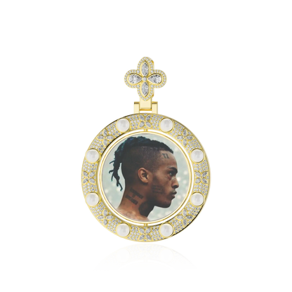Custom Clover Pearl Reversible Photo Frame Pendant