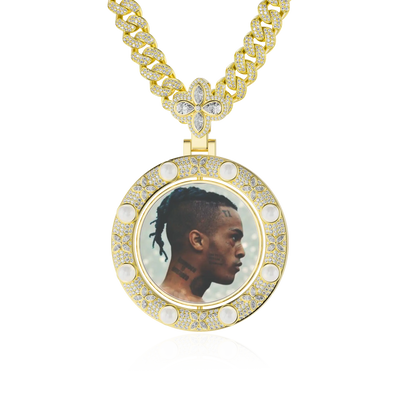 Custom Clover Pearl Reversible Photo Pendant