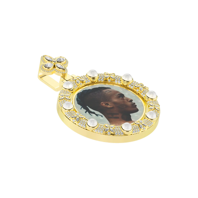 Custom Clover Pearl Reversible Photo Pendant