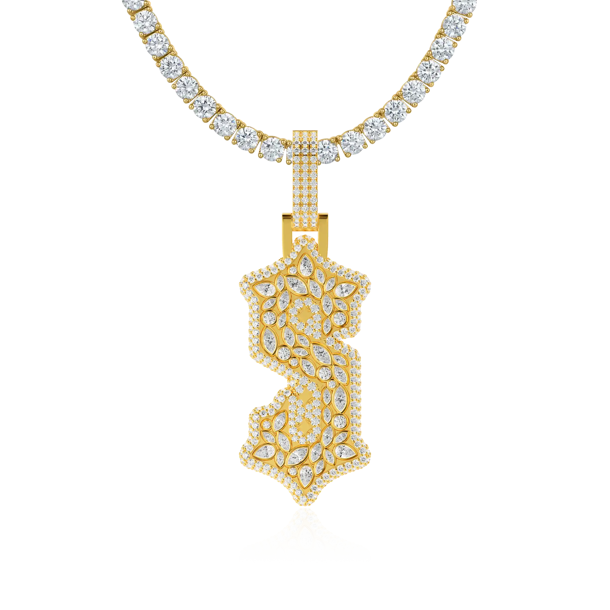 Custom Shaped Diamond Gothic Font Pendant - 51mm