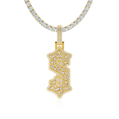 Custom Shaped Diamond Gothic Font Pendant - 51mm