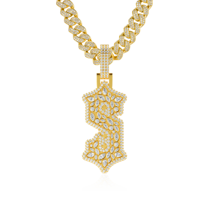Custom Shaped Diamond Gothic Font Pendant - 51mm