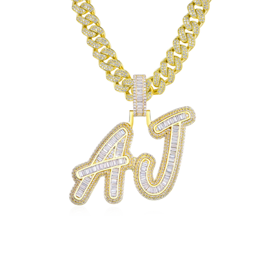 Custom Iced Out Multi-layer Baguette Font Pendant