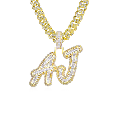 Custom Iced Out Multi-layer Baguette Font Pendant