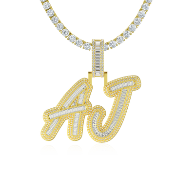Custom Iced Out Multi-layer Baguette Font Pendant