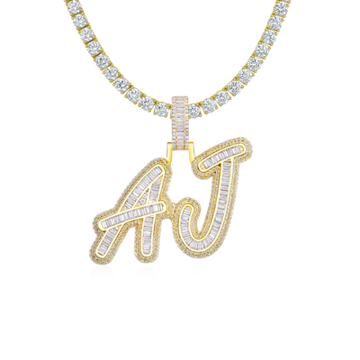 Custom Iced Out Multi-layer Baguette Font Pendant