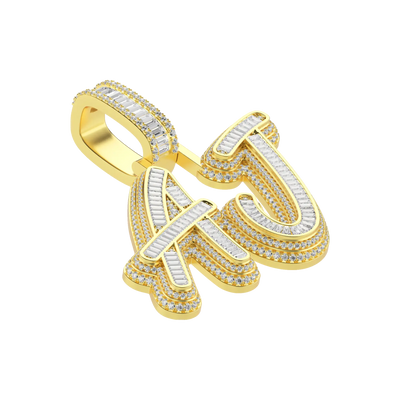 Custom Iced Out Multi-layer Baguette Font Pendant
