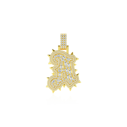 Custom Old English Willow Studded Font Pendant