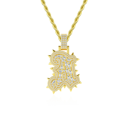 Custom Old English Willow Studded Font Pendant