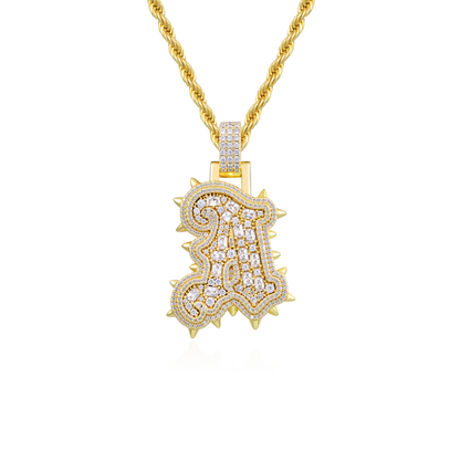 Custom Old English Willow Studded Font Pendant