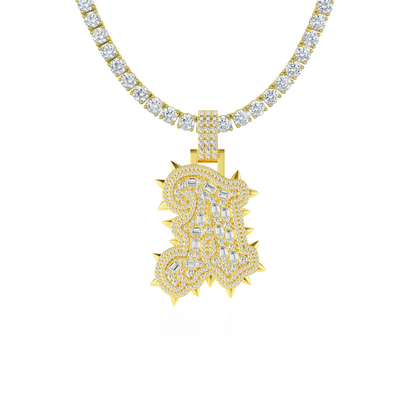 Custom Old English Willow Studded Font Pendant