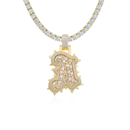 Custom Old English Willow Studded Font Pendant