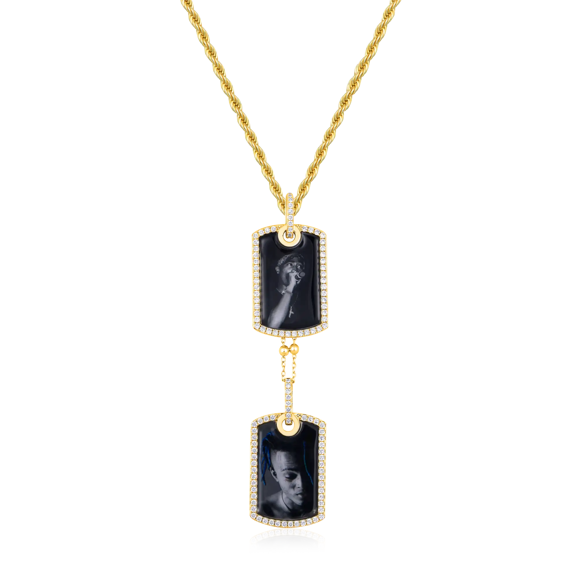 Custom Double Dog Tag Photo Frame Pendant