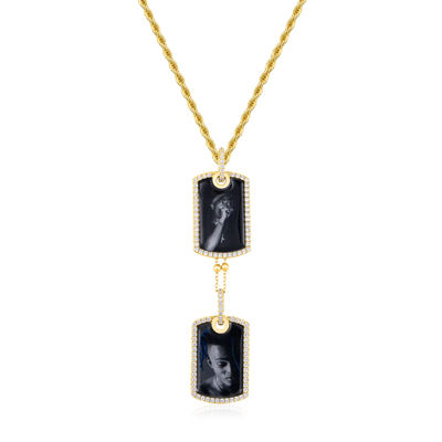 Custom Double Dog Tag Photo Frame Pendant