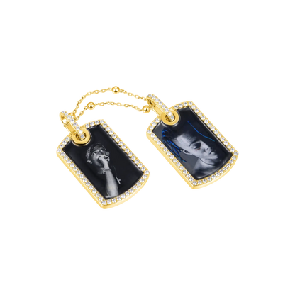 Custom Double Dog Tag Photo Frame Pendant