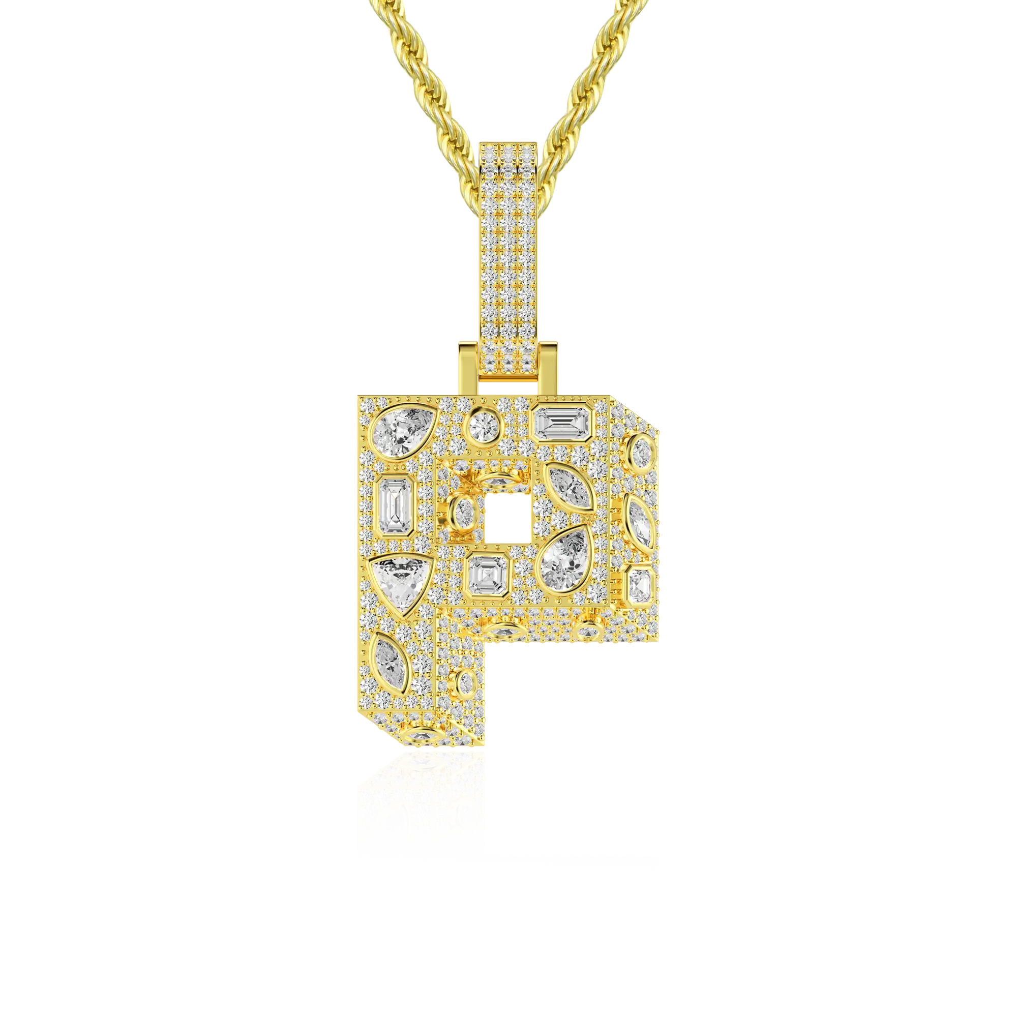 Custom Shaped Cut Three-dimensional Letter Pendant