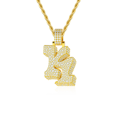 Custom Ice 3D Graffiti Font Pendant - 30mm