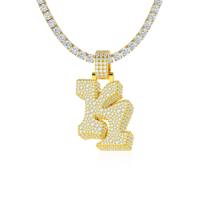 Custom Ice 3D Graffiti Font Pendant - 30mm