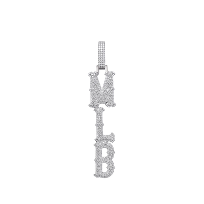 Custom Moissanite Bosox Font/Number Gold Name Vertical Letter Pendant