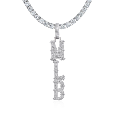 Custom Moissanite Bosox Font/Number Gold Name Vertical Letter Pendant