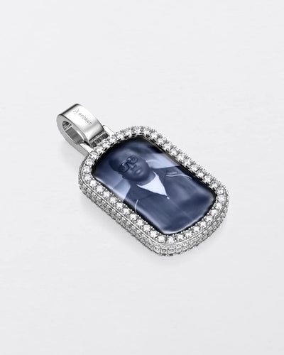 Custom Double-Sided Pavé Dog Tag Photo Pendant