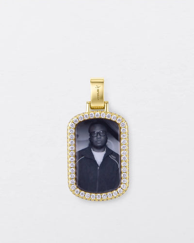 Custom Double-Sided Pavé Dog Tag Photo Pendant