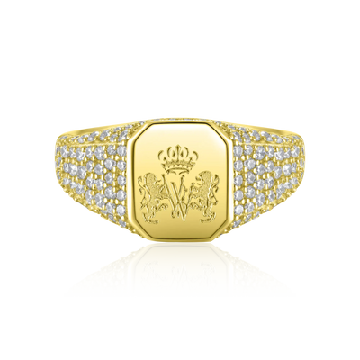 Custom Iced Octagon Signet Ring - Pattern