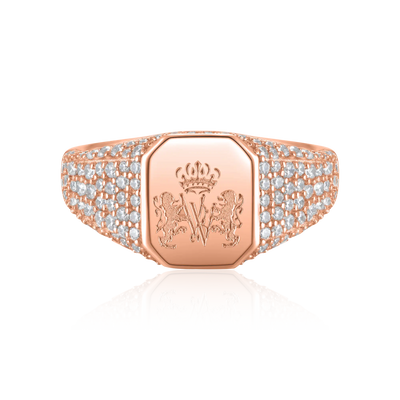 Custom Iced Octagon Signet Ring - Pattern