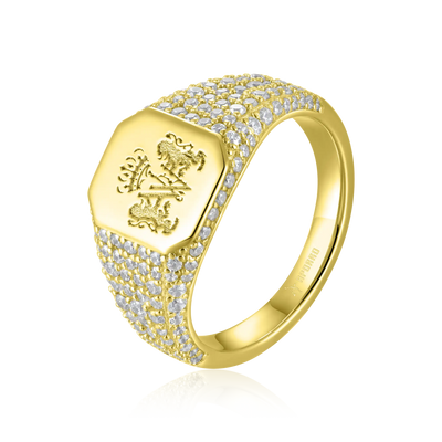 Custom Iced Octagon Signet Ring - Pattern