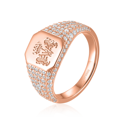 Custom Iced Octagon Signet Ring - Pattern