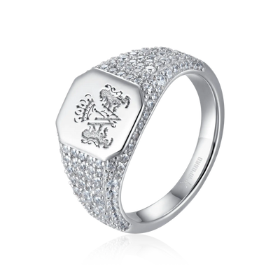 Custom Iced Octagon Signet Ring - Pattern