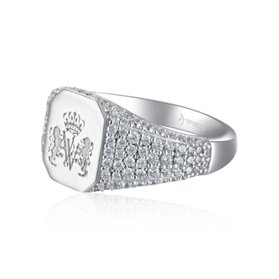 Custom Iced Octagon Signet Ring - Pattern