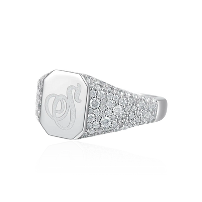 Custom Iced Octagon Signet Ring - Letter
